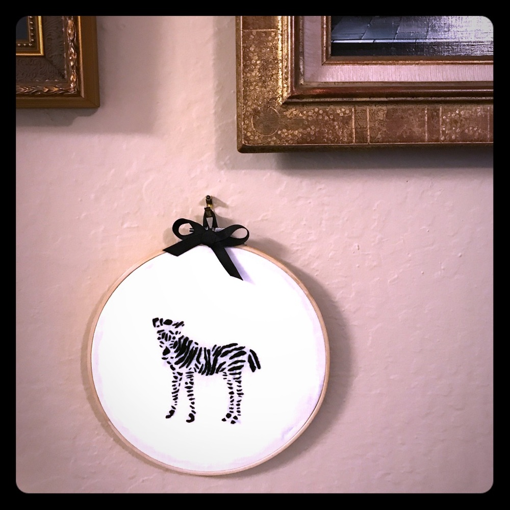 Embroidery zebra wall art
